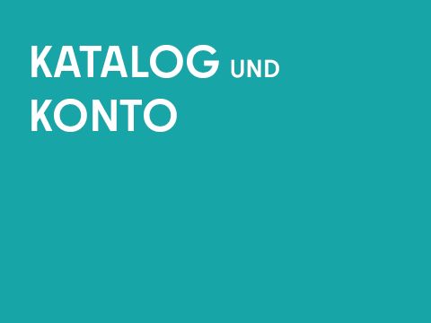 Grafik einfarbig mit Schrift: Katalog und Konto