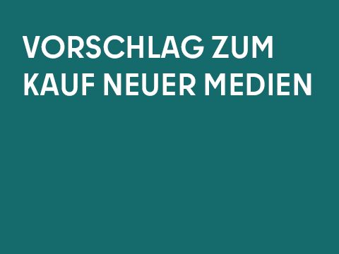 Grafik einfarbig mit Schrift: Vorschlag zum Kauf neuer Bücher