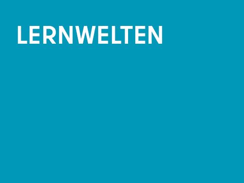 Grafik einfarbig mit Schrift: Lernwelten