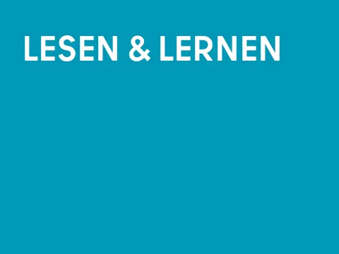 Grafik einarbig mit Schrift: Lesen und Lernen