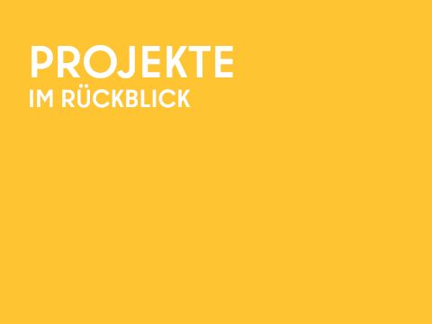 Grafik einfarbig mit Schrift: Projekte im Rückblick