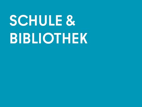 Grafik einfarbig mit Schrift: Schule und Bibliothek