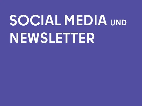 Grafik einarbig mit Schrift: Social Media und Newsletter