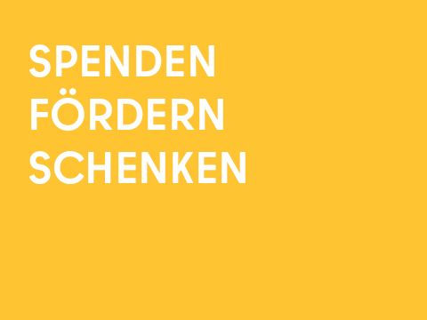 Grafik einfarbig mit Schrift: Spenden Fördern Schenken