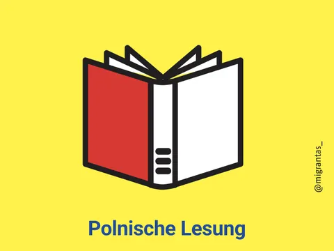 Piktogramm eines aufgeschlagenen Buches, darunter der Text "Polinische Lesung"