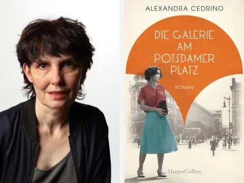 Foto Alexandra Cedrino + Buchcover "Die Galerie am Potsdamer Platz"