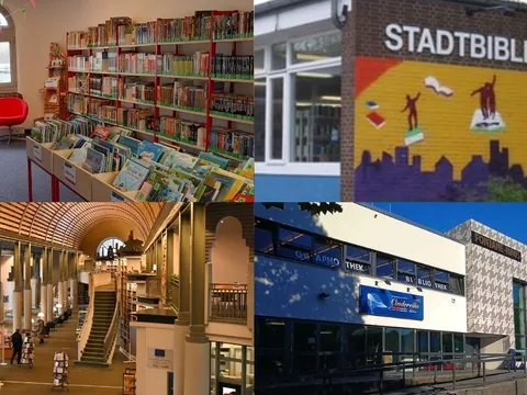 Collage Bibliotheken schmal