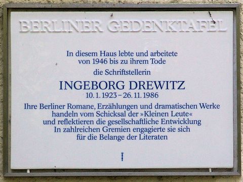 Plakete Wohnhaus Ingeborg Drewitz
