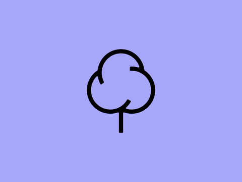 Fliederfarbene Kachel mit dem Symbol Baum und Grünfläche