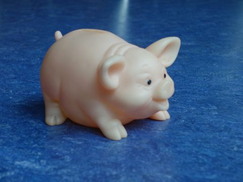 Ein Sparschwein auf blauem Grund
