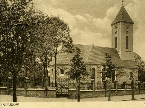 Historische Ansicht der Dorfkirche in Rudow