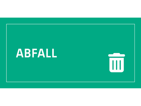 Das Wort "Abfall" und das Symbol einer Mülltonne