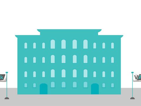 Turmstraße VAk Gebäude in cyan Illustration