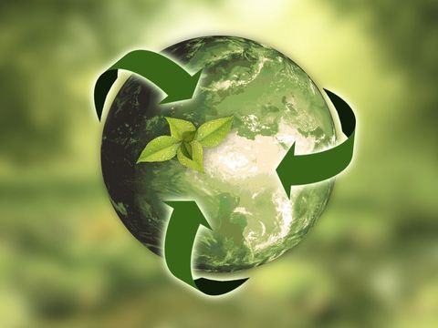 Grüner Globus mit Pfeilen