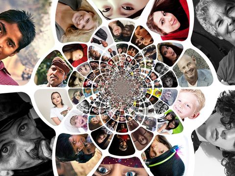 Rosette mit Fotos von Menschen