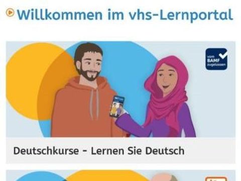 Startseite der App vhs-lernportal