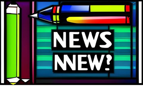 Ironisch gebrochene Darstellung des Begriffs News und von Stiften.