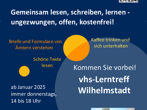 Gemeinsam lesen und schreiben (verbessern) - ungezwungen, offen, kostenfrei! Briefe von Ämtern verstehen Schöne Texte lesen Kaffee trinken und sich unterhalten (Flyer (Hochformat))