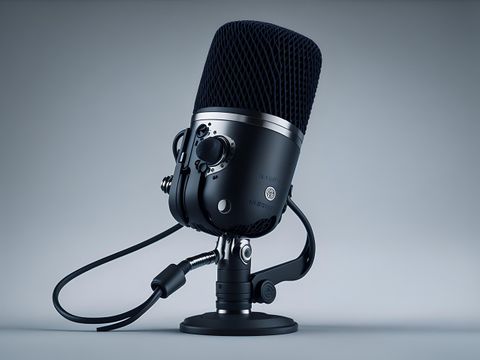 Mikrofon vor grauem Hintergrund