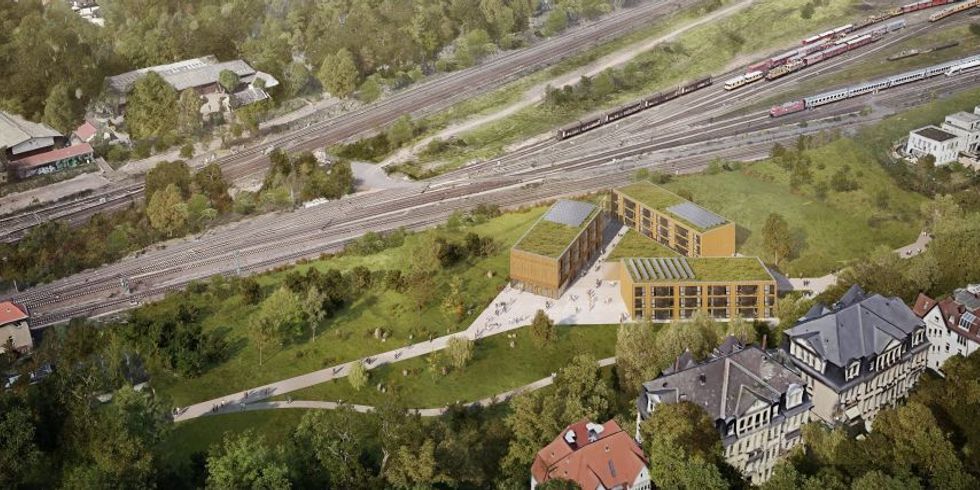 Visualisierung des zukünftigen Else-Ury-Campus am Bahnhof Grunewald.