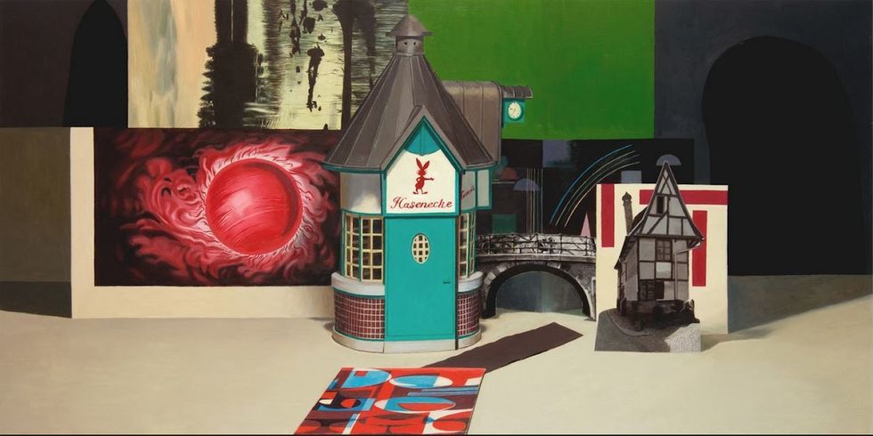 In der Ausstellung zu sehen: Louise Bristow, Incident at Hare Corner, 2016, Öl auf MDF