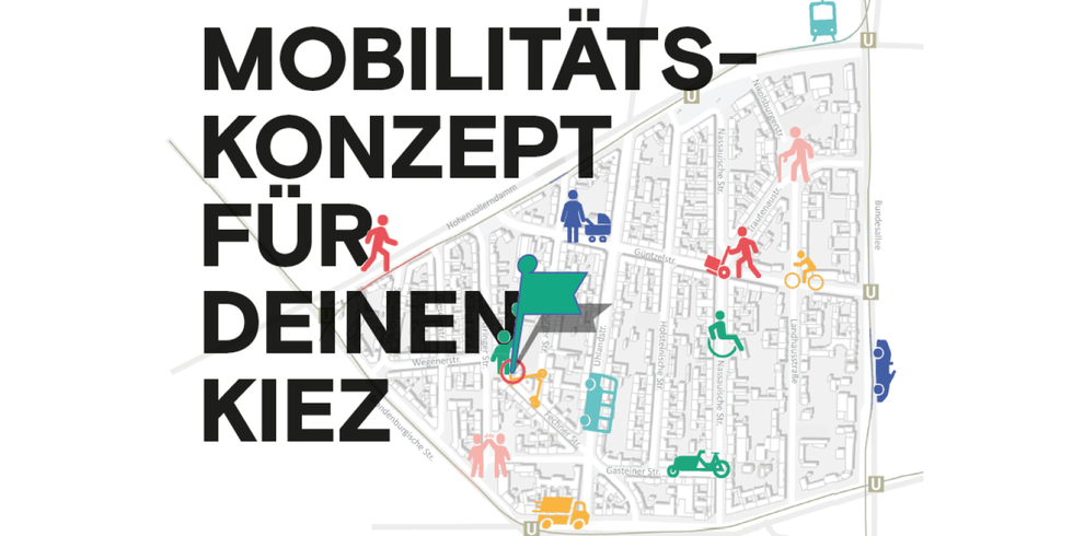 Grafik mit dem Schriftzug "Mobilitätskonzept für deinen Kiez"