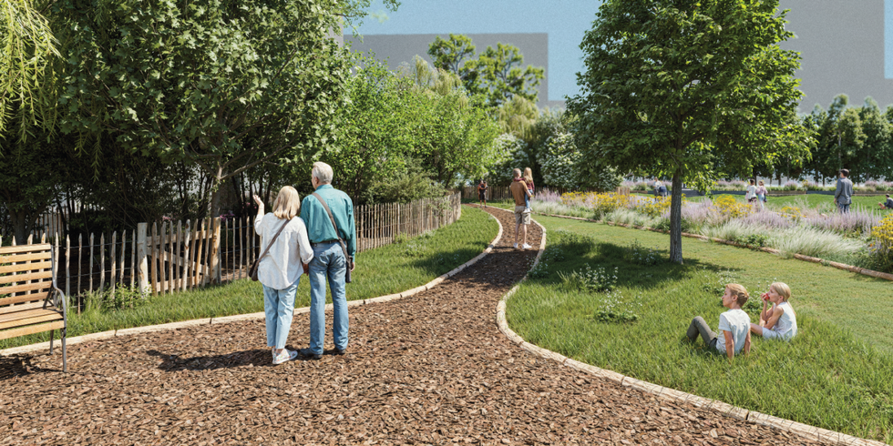 Visualisierung: Projekt Hochmeisterplatz - Erneuerung der Wege und Grünflächen