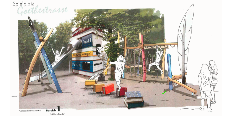Spielplatz Goethestraße - Collage: Eindruck vor Ort