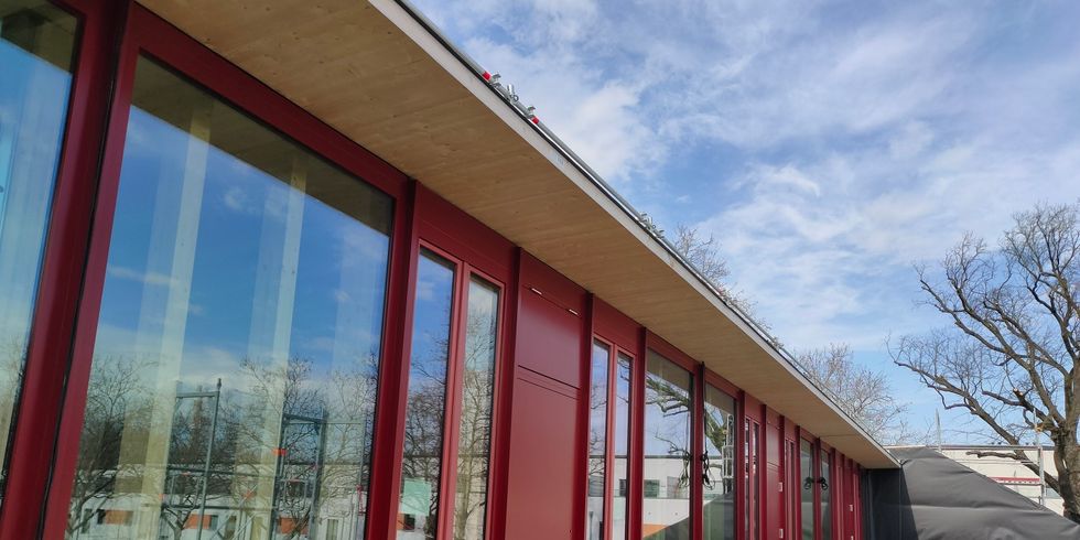 Terassse der Kita in der Gudrundstraße 14 beim Richtfest