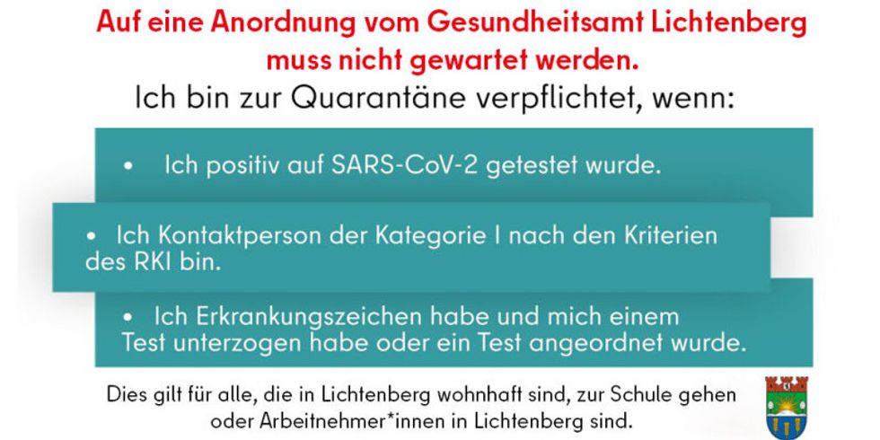 Allgemeinverfügung Quarantäneregelung