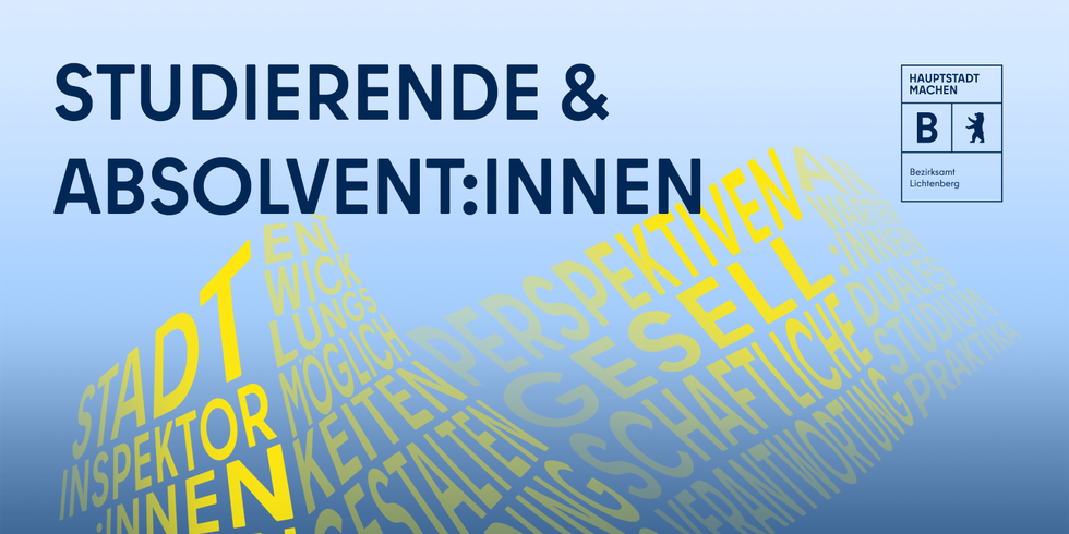 Illustration mit Schriftzug Studierende und Absolvent:innen