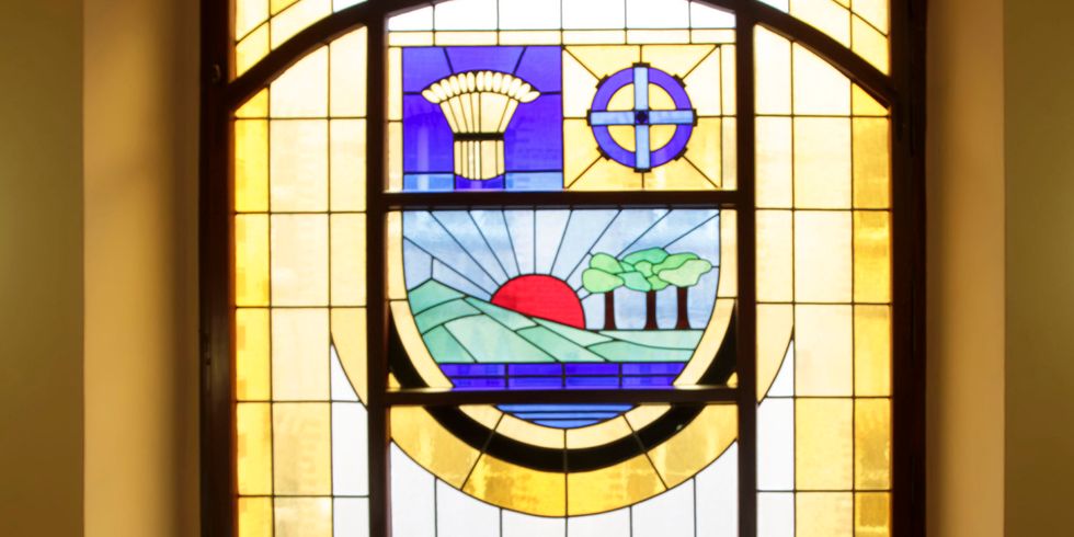 Fenster mit Lichtenberger Wappen von 1914