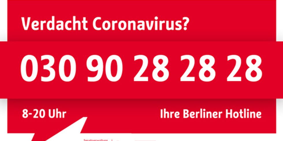 Hilfenummer bei Verdacht auf Corona 03090282828