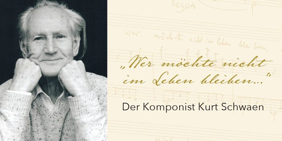 Informationskarte zur Austellung "Wer möchte nicht im Leben bleiben..." - Der Komponist Kurt Schwaen