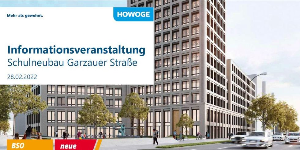 Deckblatt der Präsentation 'Neubau einer ISS an der Garzauer Straße'