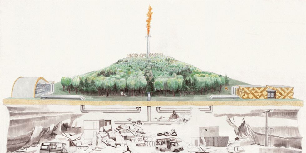 Kienberg Gas. 2020, Aquarell, 120 x 85 cm, Eva Hertzsch und Adam Page