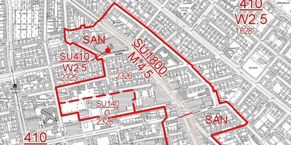 Beispielausschnitt aus dem Bodenrichtwertatlas