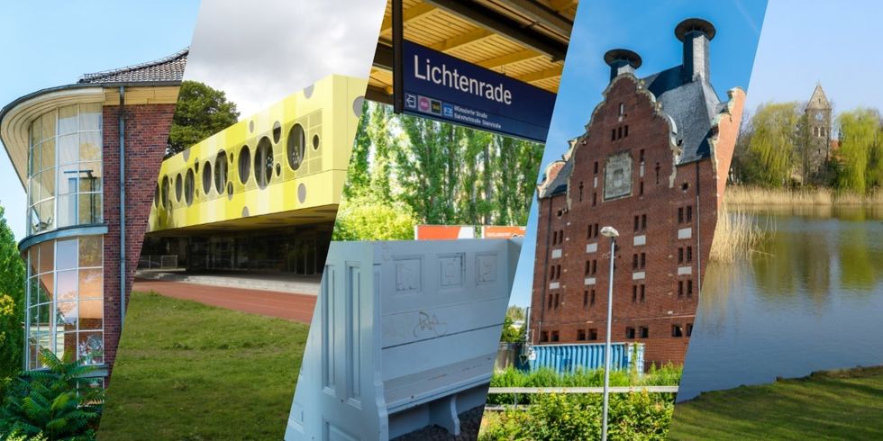 Collage aus mehreren Bildern von Gebäuden in Lichtenrade