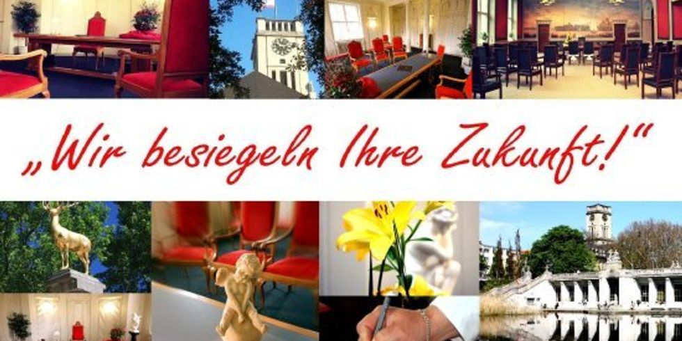 Collage Trauzimmer: Goldener Hirsch, Rathaus Schöneberg
