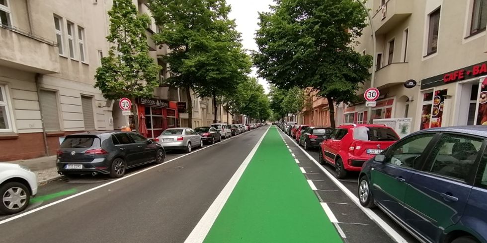 Radwegbegrenzung in der Spreestraße