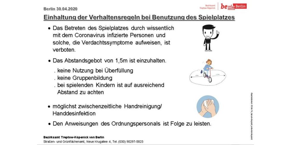Verhaltensregeln Spielplatz - Corona