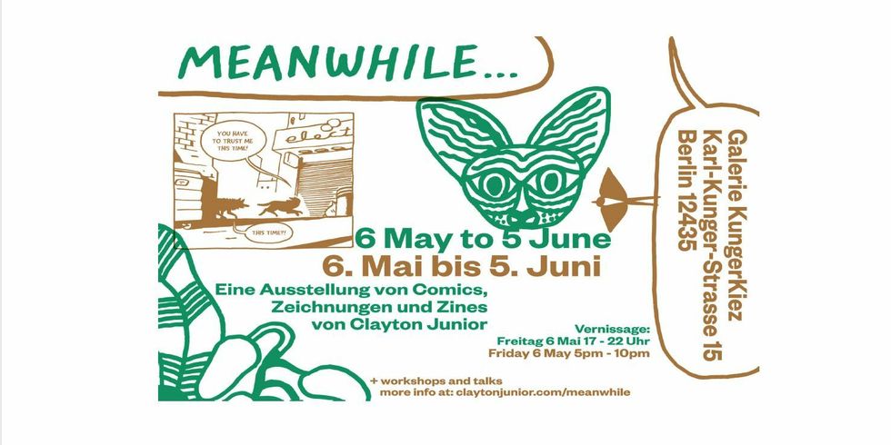 Flyer zur Ausstellung Meanwhile von Clayton Junior