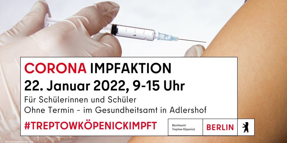 Banner zur Impfaktion für Schüler am 22.01.2022
