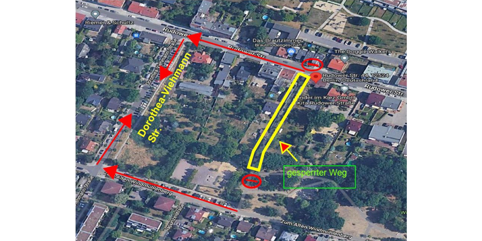 Karte mit Straßensperrung