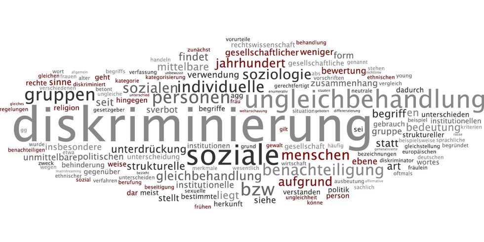 Wörter Diskriminierung und Ungleichbehandlung