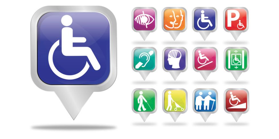 Symbole rund um die Themen Behinderung und Barrierefreiheit
