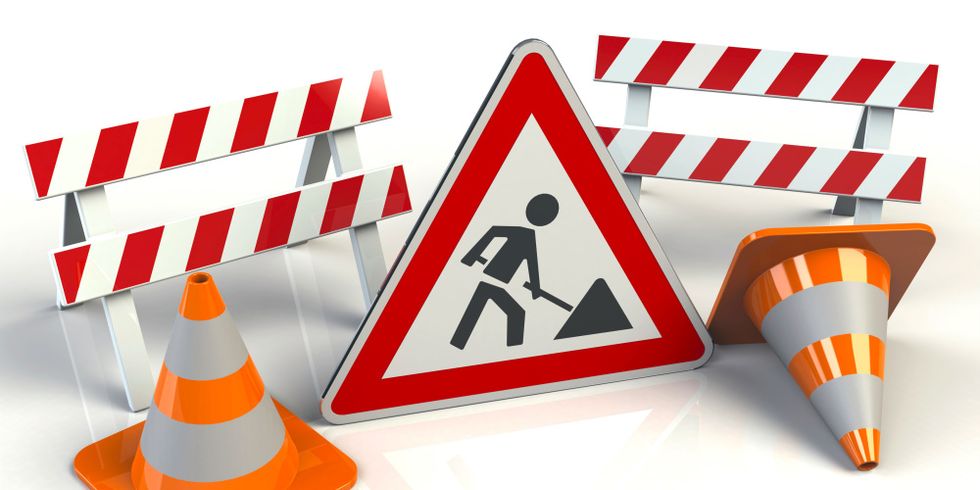 Verschiedene Baustellenschilder