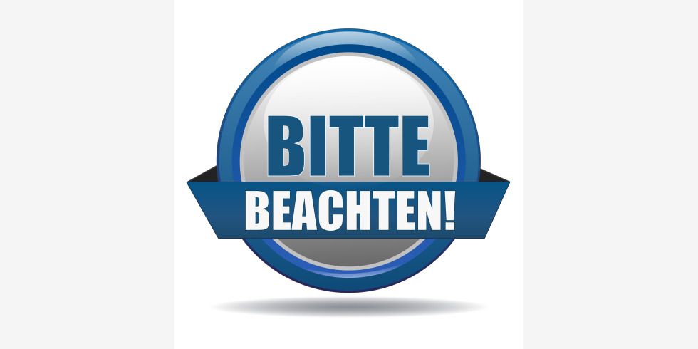 Logo mit Aufschrift Bitte beachten
