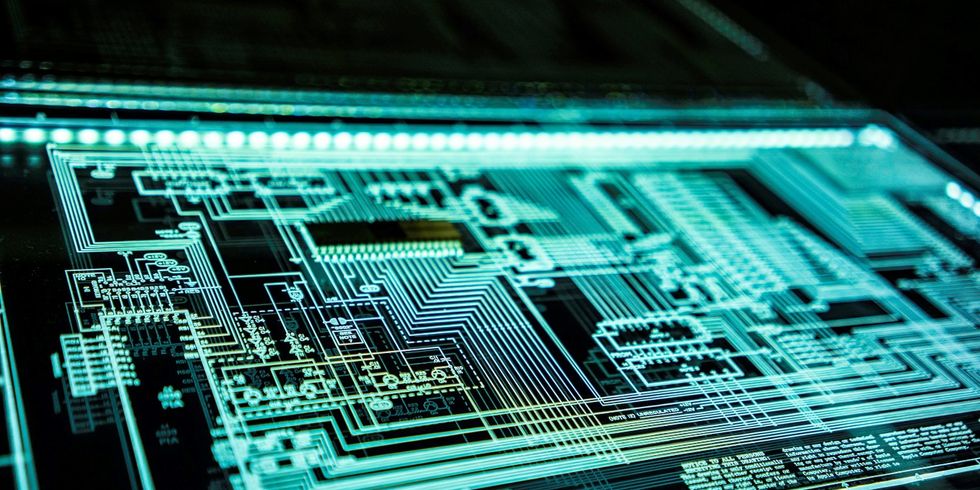 Eine beleuchtete Elektroplatine