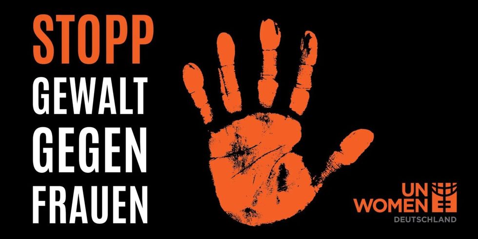 STOPP! Wir sagen STOPP zu Gewalt gegen Frauen.
